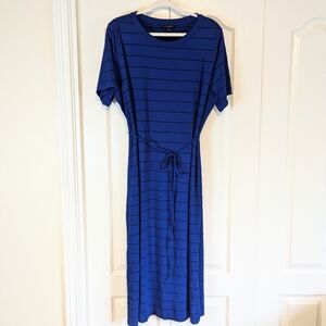 Banana Republic Short Sleeve Midi Blue Striped Dress | EUC | Sz XL
